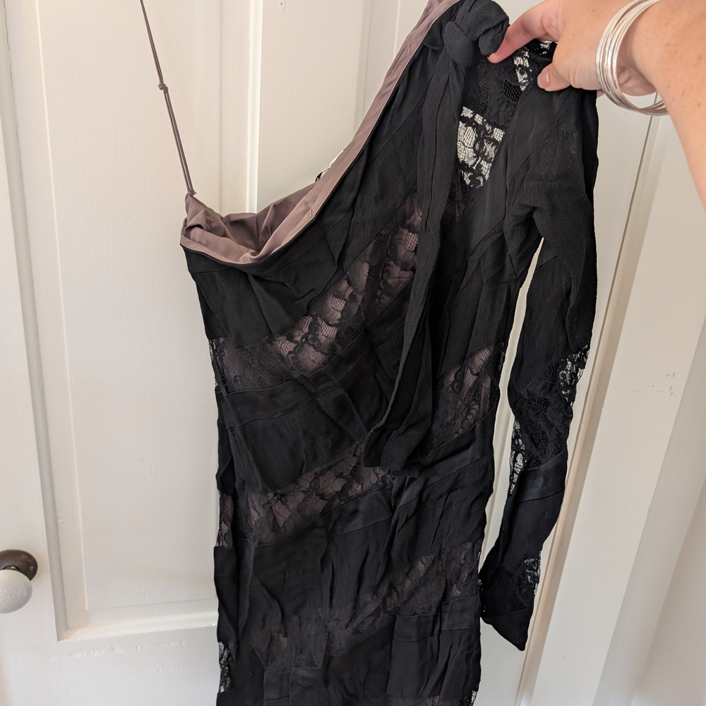 Diane Von Furstenberg Black and Pink Lace Dress